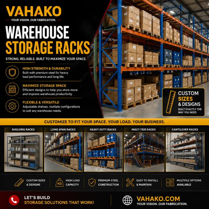Custom warehouse storage racks fabricated in Sri Lanka by Vahako