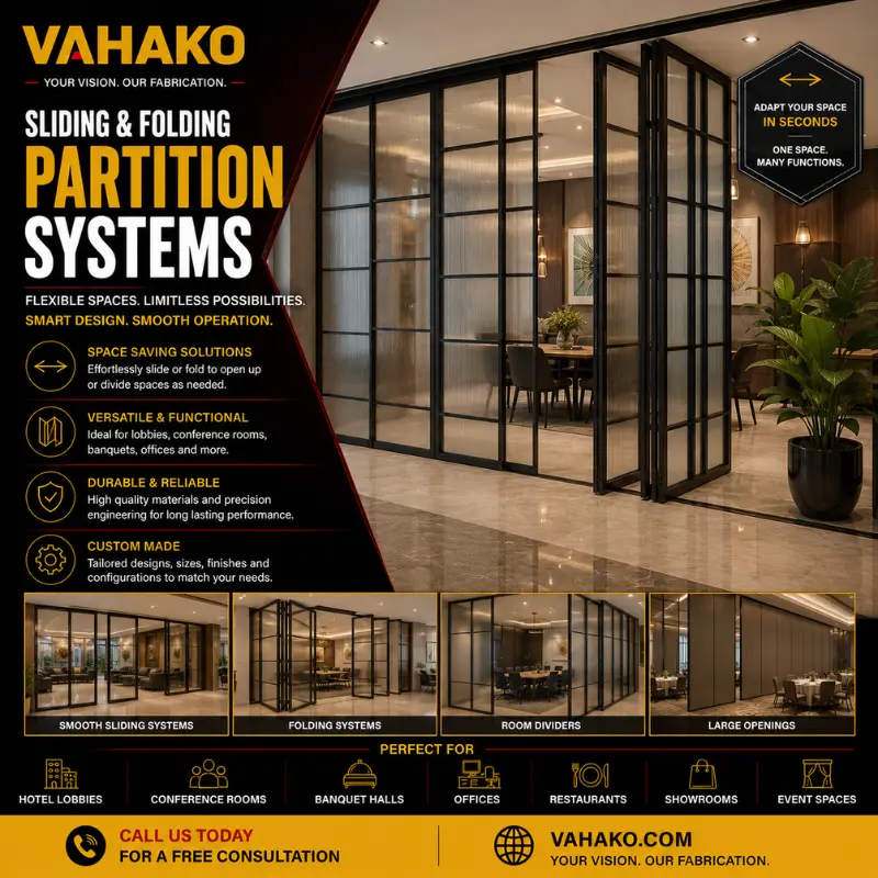 Sliding and folding room and lobby partition systems in Sri Lanka