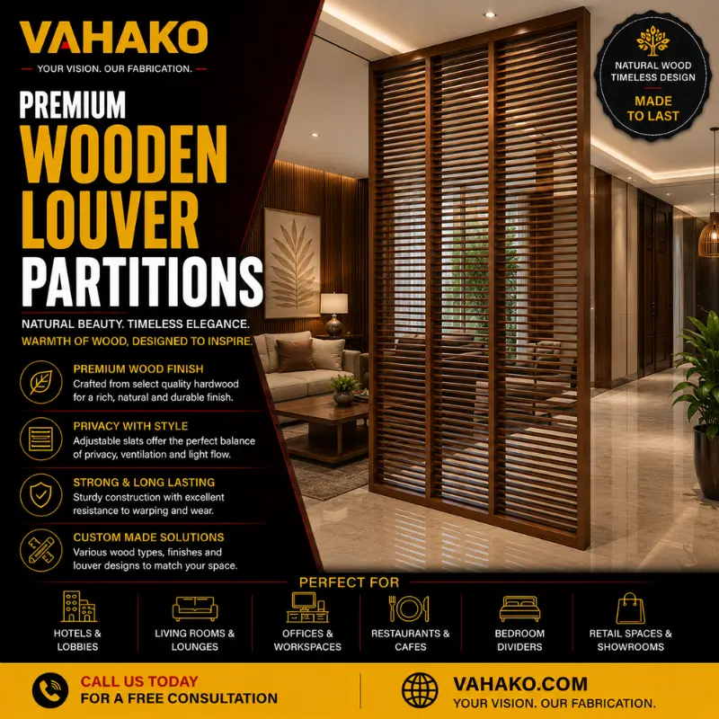 Premium wooden louver room and lobby partitions in Sri Lanka