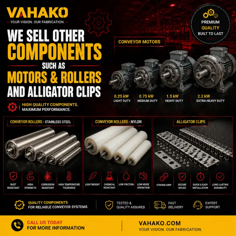 Conveyor motors rollers and belt joining clips in Sri Lanka